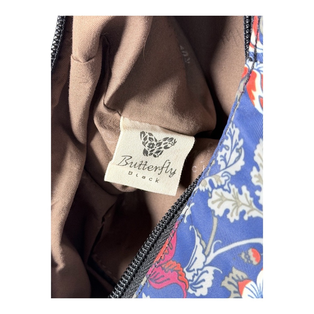 Butterfly Black Sling Backpack Women Blue Floral Bird William Morris Print Bag - Picture 4 of 8